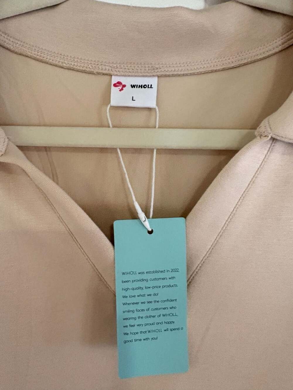 Wihohl Women's Long Sleeve Lapel V-Neck Solid Color Casual Sweatshirt Dress